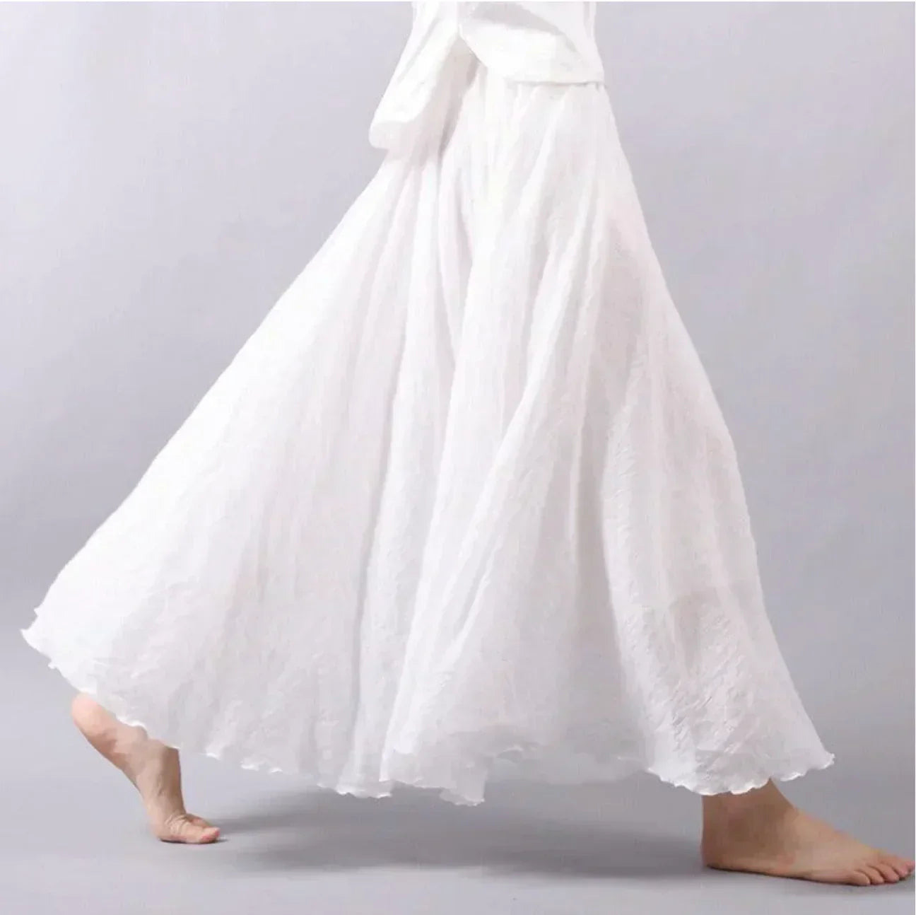 Jupe longue femme – Tissu respirant – Coupe fluide – Texture froissée bohème