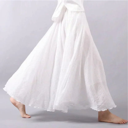 Jupe longue femme – Tissu respirant – Coupe fluide – Texture froissée bohème