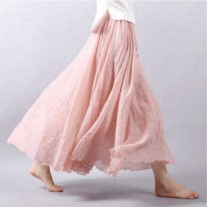 Jupe longue femme – Tissu respirant – Coupe fluide – Texture froissée bohème