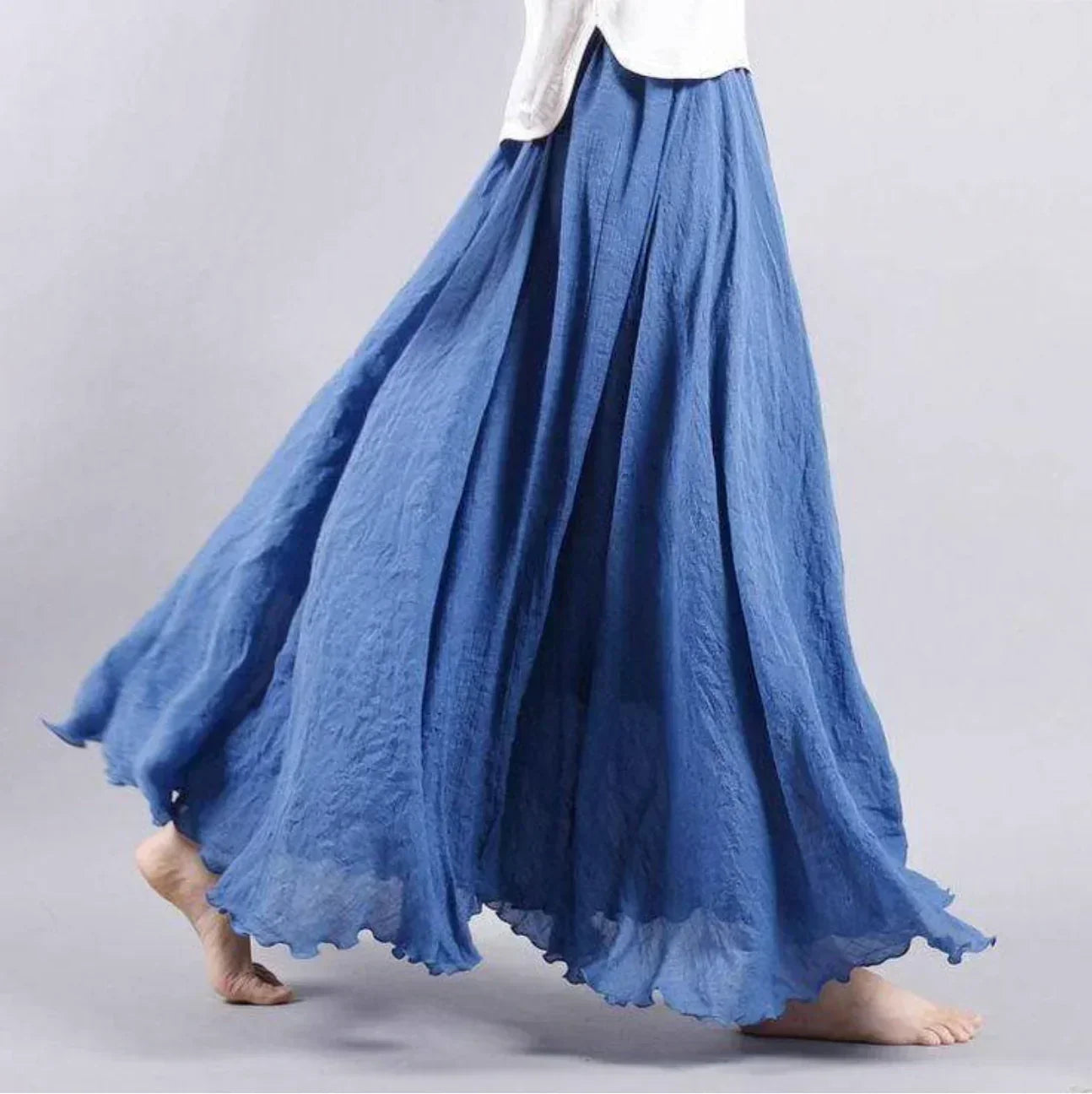 Jupe longue femme – Tissu respirant – Coupe fluide – Texture froissée bohème