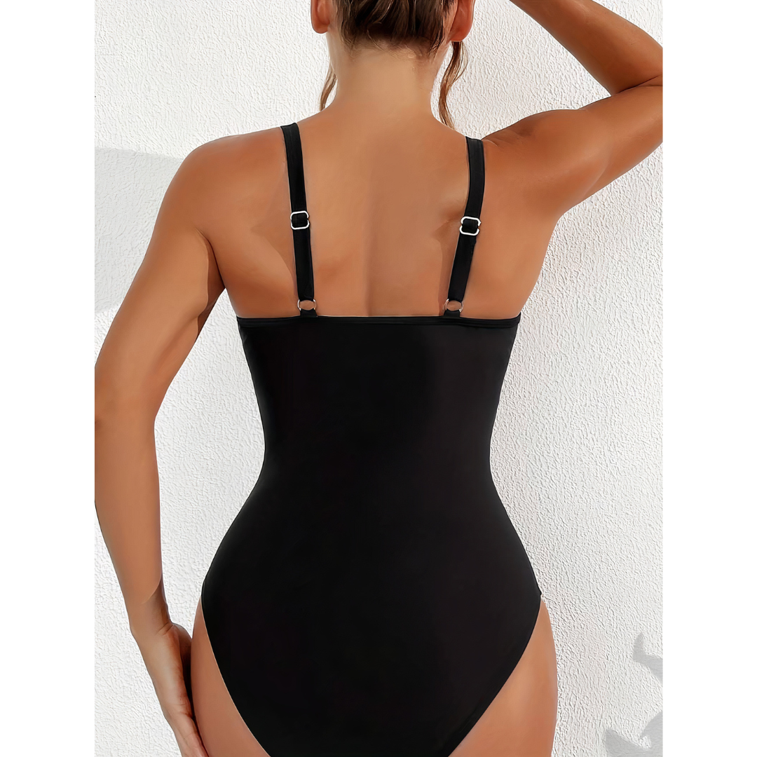 Maillot de bain femme – Coupe moulante – Décolleté plongeant – Détails en mesh respirants