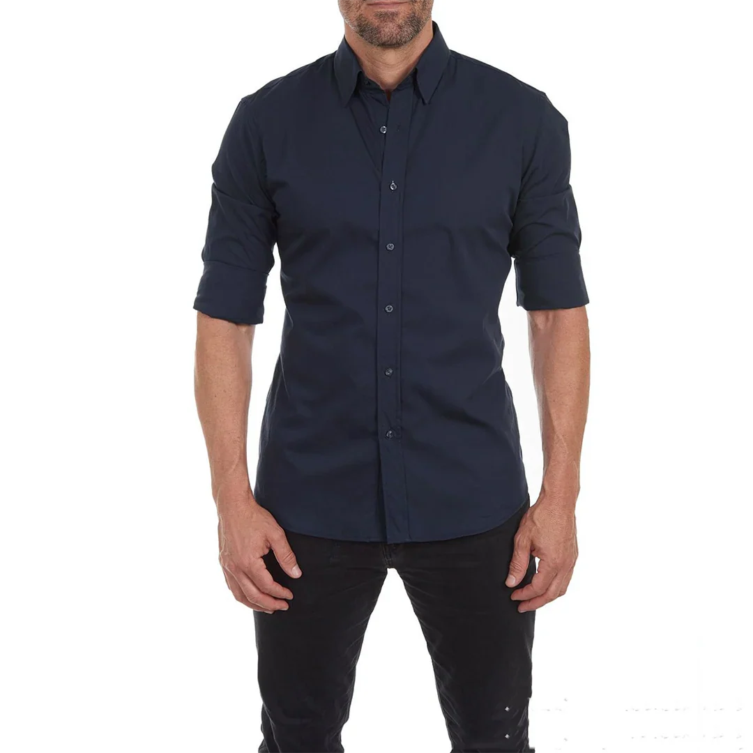 Chemise homme – Coupe slim – Tissu respirant – Boutonnage classique – Manches longues