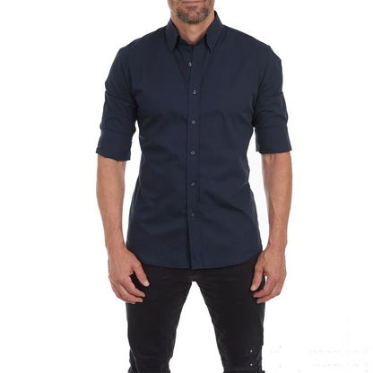 Chemise homme – Coupe slim – Tissu respirant – Boutonnage classique – Manches longues
