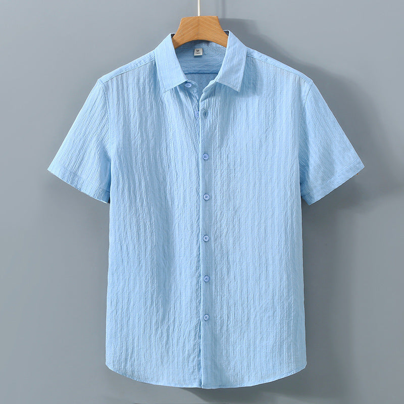 Chemise homme – Coupe décontractée – Tissu respirant – Manches courtes – Toucher texturé