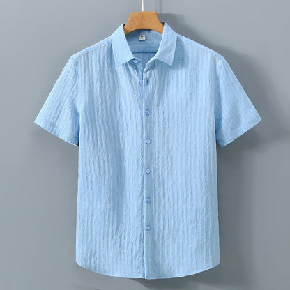 Chemise homme – Coupe décontractée – Tissu respirant – Manches courtes – Toucher texturé