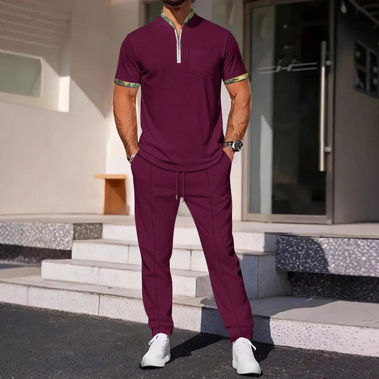 Ensemble de sport homme – Coupe ajustée – Col zippé – Poche poitrine