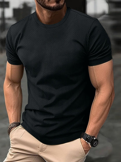 T-shirt homme – Coupe slim – Jacquard de coton – Manches courtes col rond