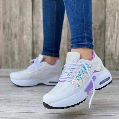 Chaussures de sport femme – Maille respirante – Talon compensé – Basse à lacets
