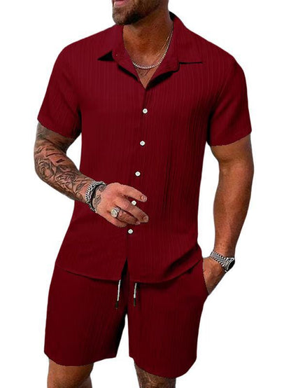 Ensemble chemise homme – Coupe décontractée – Manches courtes – Coton léger – Boutonnée