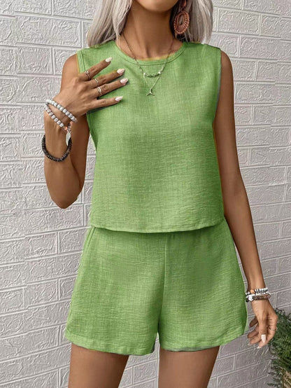 Ensemble Femme Débardeur et Short – Coupe Décontractée – Tissu Léger Respirant