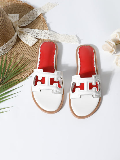 Sandales plates femme – Bout ouvert – Bride ajourée – Enfilage facile – Style décontracté