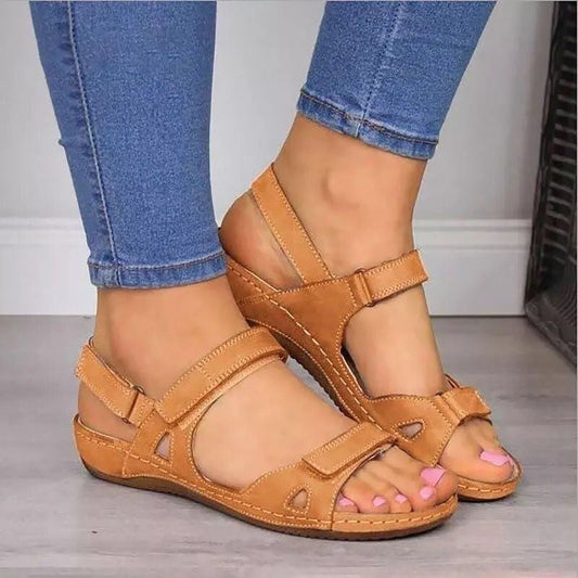 Sandales compensées femme – Bride réglable – Bout ouvert – Confort décontracté