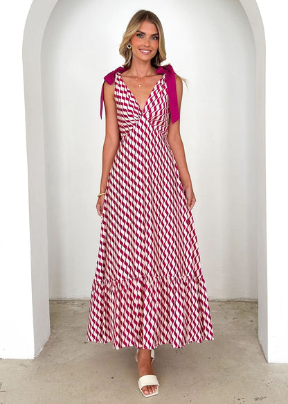 Robe longue femme – Décolleté en V – Sans manches – Imprimé artistique – Tissu léger
