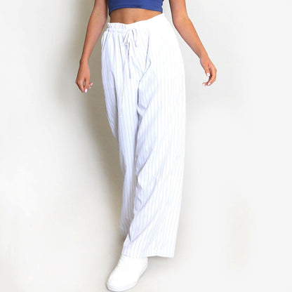 Pantalon large femme – Coupe ample – Tissu confortable – Taille cordon – Avec poches