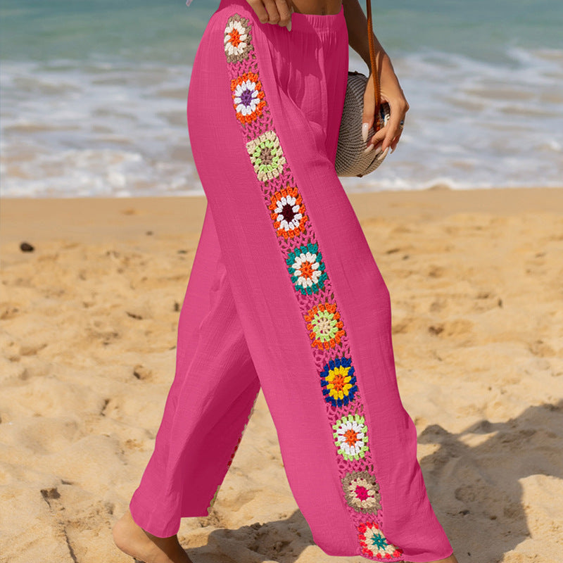 Pantalon femme – Coupe fluide – Jambe évasée – Coton respirant – Détail crochet