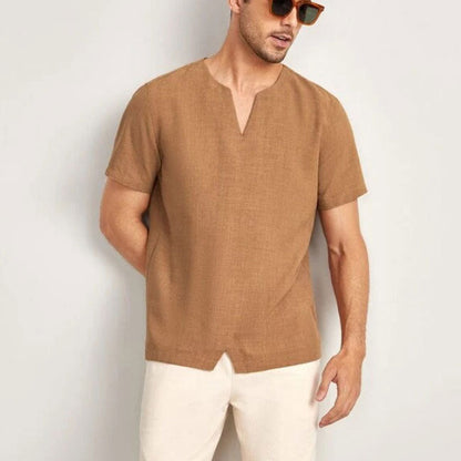 T-shirt homme oversize – coupe décontractée – col V – manches courtes – tissu respirant