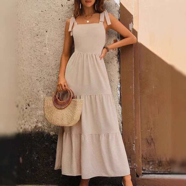 Robe femme évasée – Coton – Bretelles réglables – Coupe midi sans manches