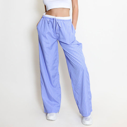 Pantalon large femme – Coupe ample – Tissu confortable – Taille cordon – Avec poches