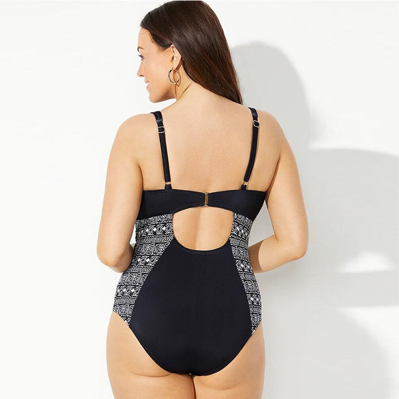 Maillot de bain 1 pièce femme – Décolleté plongeant – Coupe stretch – Détails à brides