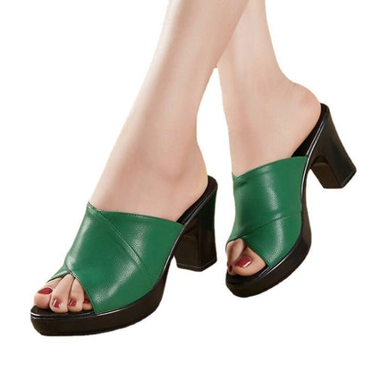 Sandales à talons femme – Design croisé – Bout ouvert – Talon bloc stable