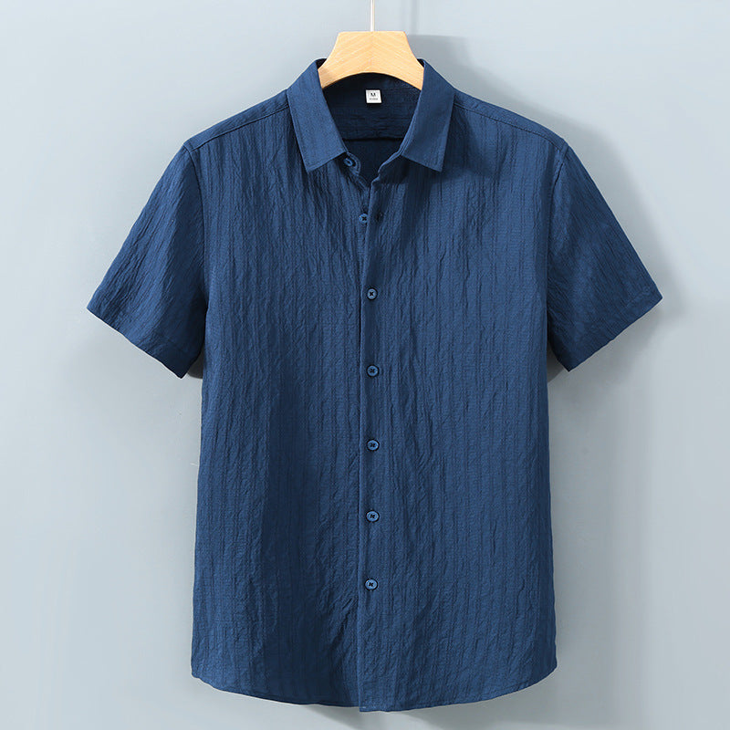 Chemise homme – Coupe décontractée – Tissu respirant – Manches courtes – Toucher texturé