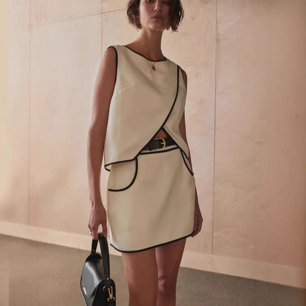 Women's Two-Piece Set – Sleeveless Tank Top – High Waist Mini Skirt – Relaxed Fit