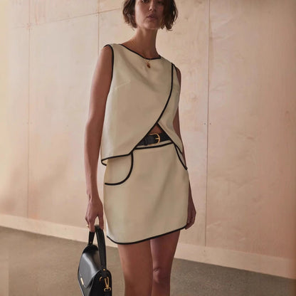 Women's Two-Piece Set – Sleeveless Tank Top – High Waist Mini Skirt – Relaxed Fit