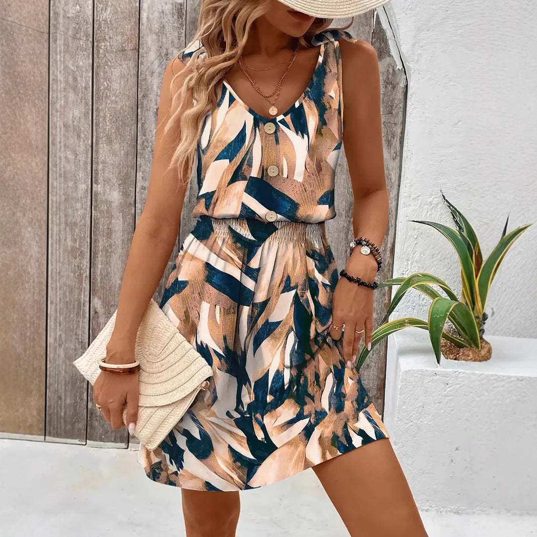Robe débardeur femme – Coton – Coupe fluide – Imprimé géométrique