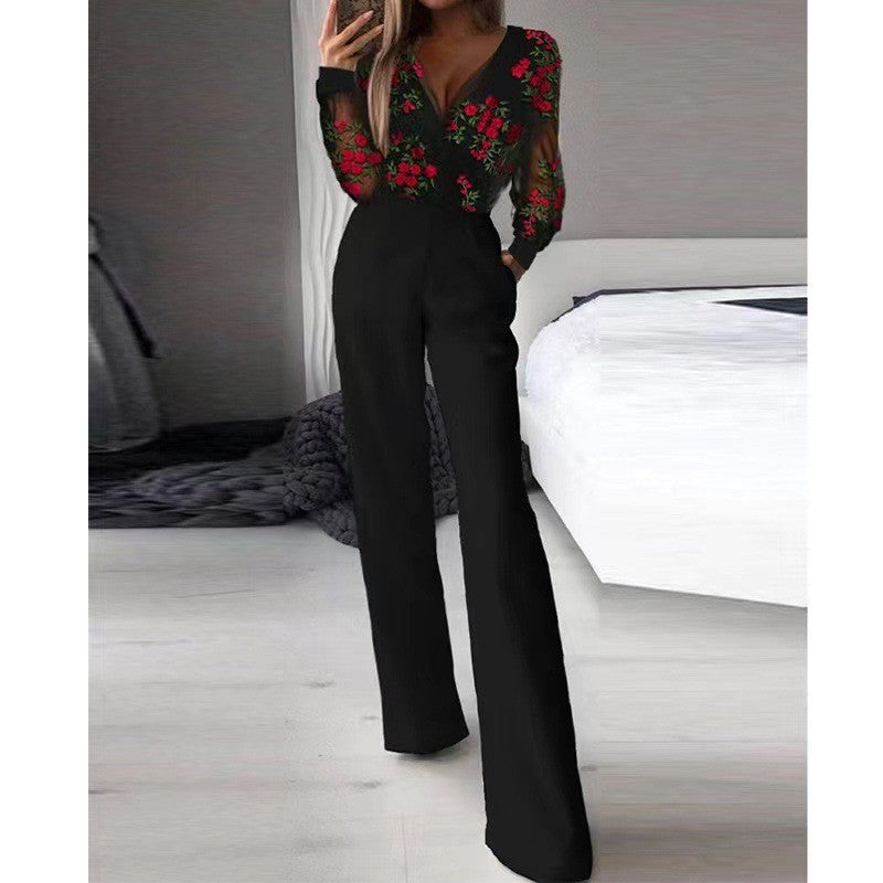 Combinaison Femme – Coupe Ajustée – Encolure Asymétrique – Jambes Larges Élégantes