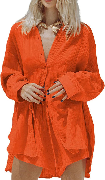 Ensemble deux pièces pour femme - Top à manches longues ample - Taille élastiquée pour une coupe décontractée