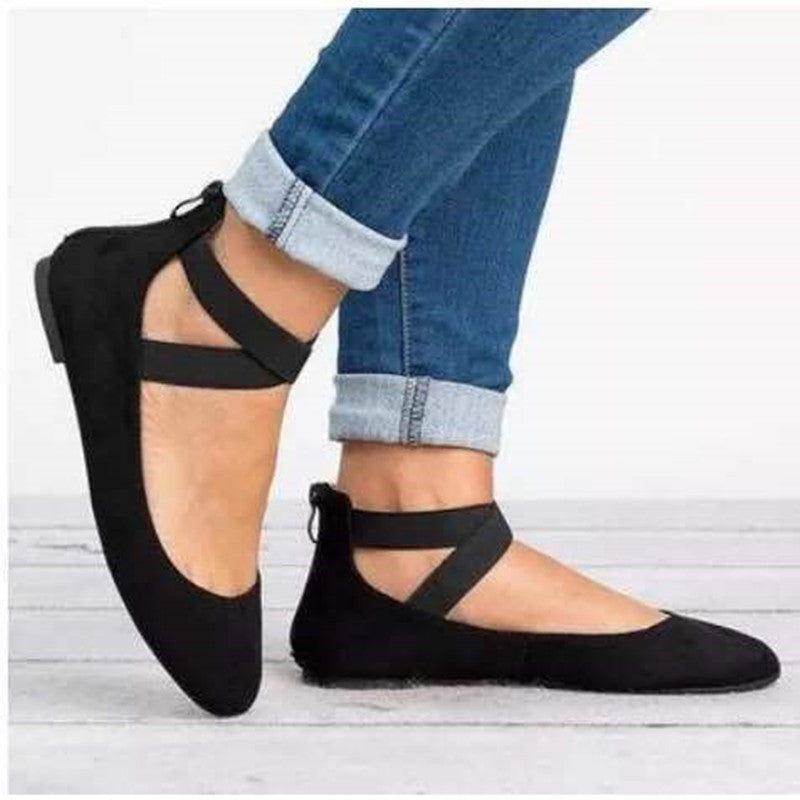 Ballerines femme – Suédine douce – Bout rond – Bride élastique – Coupe basse