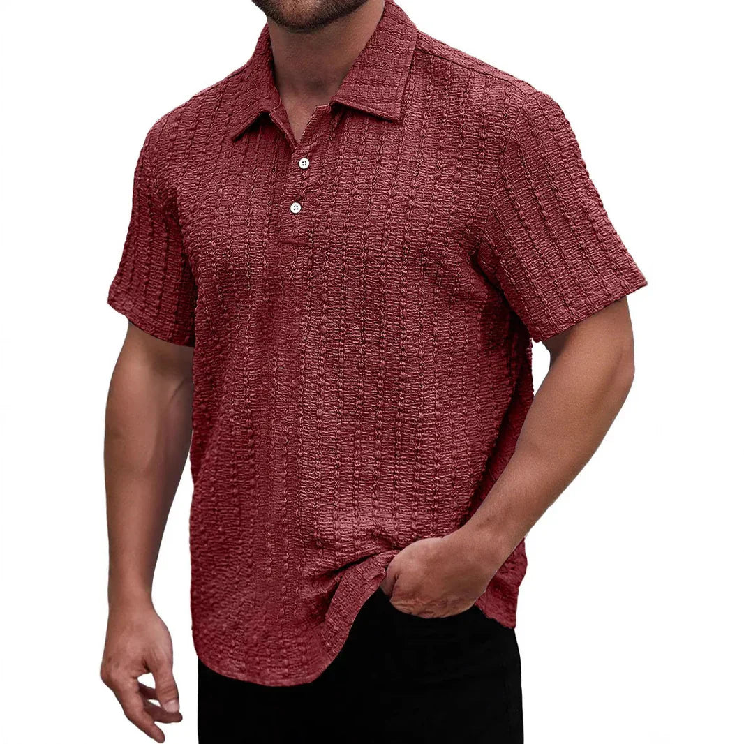 Men's polo – Straight cut – Textured knit – Breathable comfortable fabric