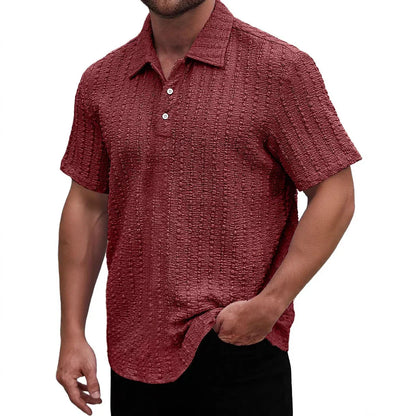 Men's polo – Straight cut – Textured knit – Breathable comfortable fabric