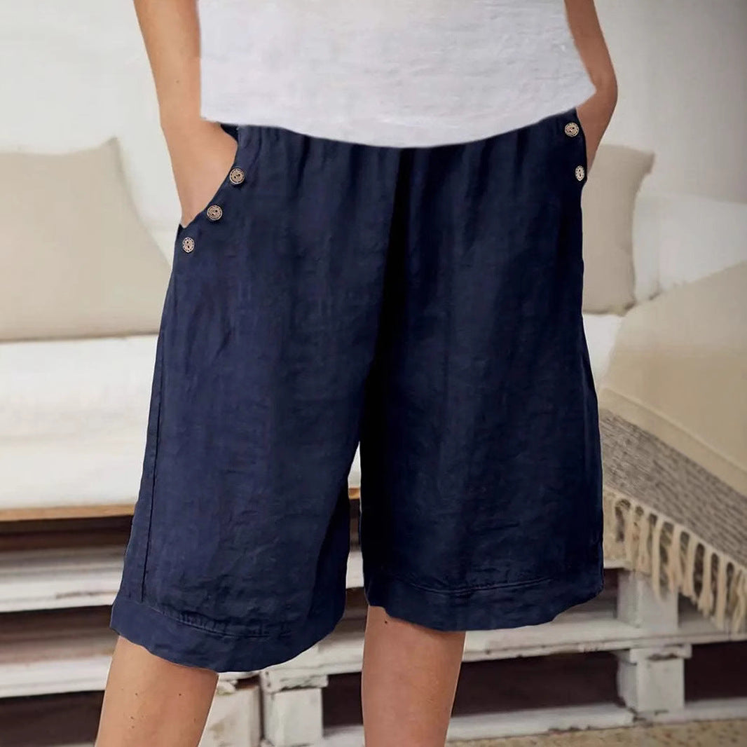 Short femme – Coupe ample – Taille élastique – Fibres naturelles respirantes