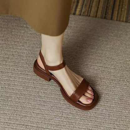 Sandales femme – Semelle épaisse – Bout carré ouvert – Brides ajustables confort