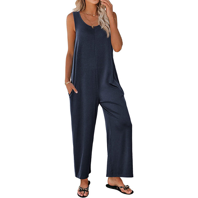 Combinaison femme – Coupe ample – Jambe large – Sans manches