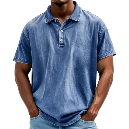 Polo homme – Coupe décontractée – Fibres naturelles – Effet délavé vintage