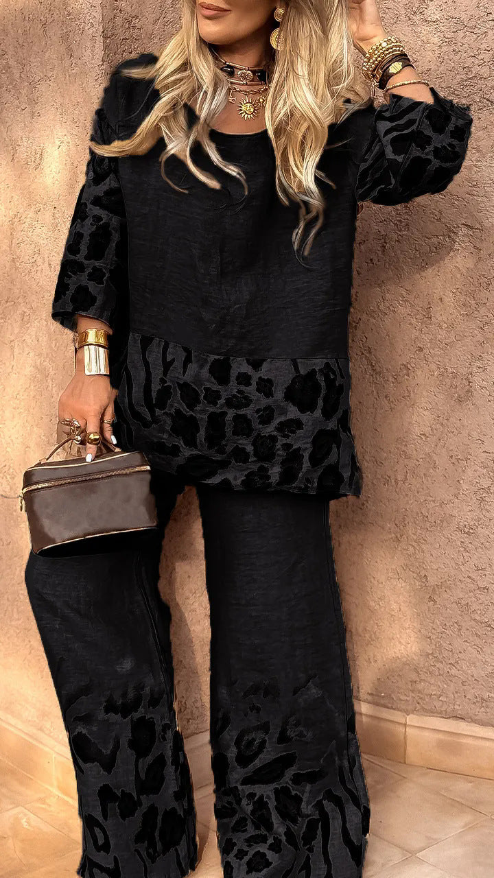 Ensemble Femme – Haut Coupe Ample et Pantalon Large Taille Haute – Lin