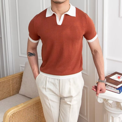Polo homme – Tissu doux respirant – Coupe droite – Manches courtes côtelées