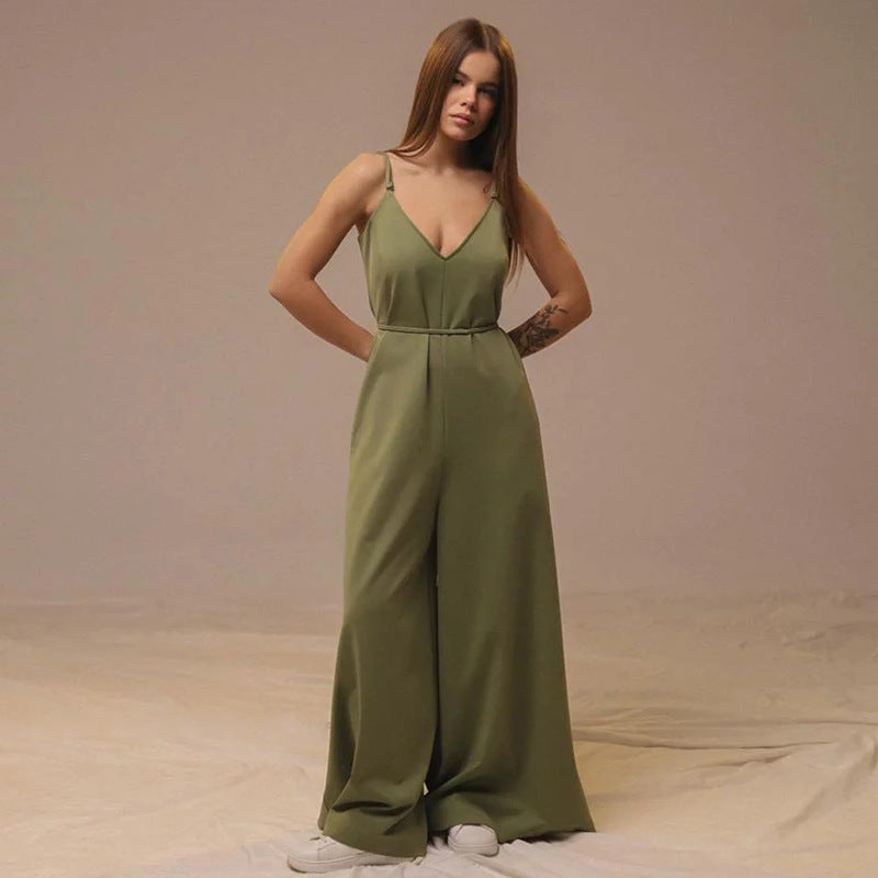 Combinaison femme – Tissu respirant – Coupe ample – Sans manches – Taille à nouer