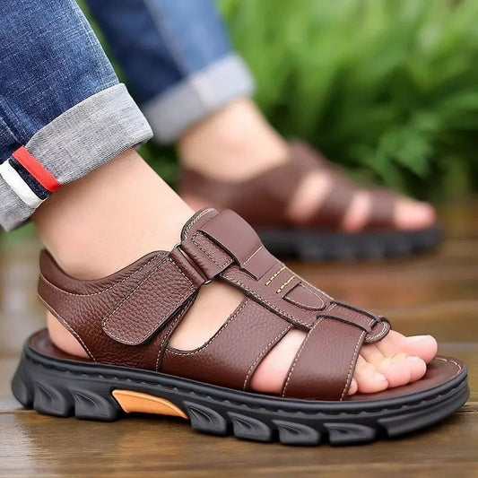 Sandales Homme – Bout Ouvert – Semelle Épaisse – Brides Réglables – Marche Extérieure