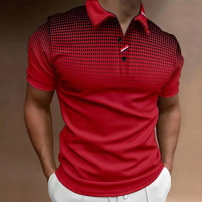 Men's polo – Slim fit – Soft cotton – Short sleeves – Gradient polka dot pattern