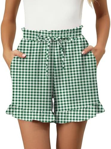 Short femme – Coupe décontractée – Taille élastique à cordon – Ourlet volanté