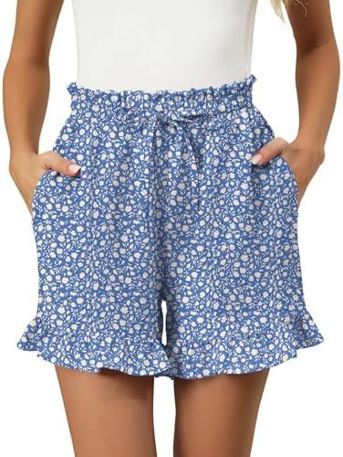Short femme – Coupe décontractée – Taille élastique à cordon – Ourlet volanté