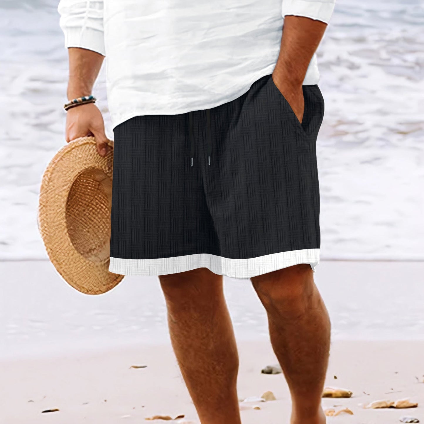 Men's swim shorts – Relaxed fit – Breathable fabric – Elastic waistband with drawstring