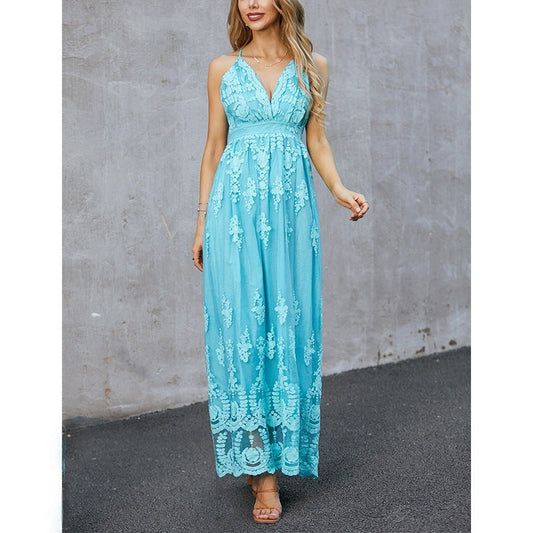 Robe longue femme – Coupe élégante – Broderie florale – Tissu léger respirant