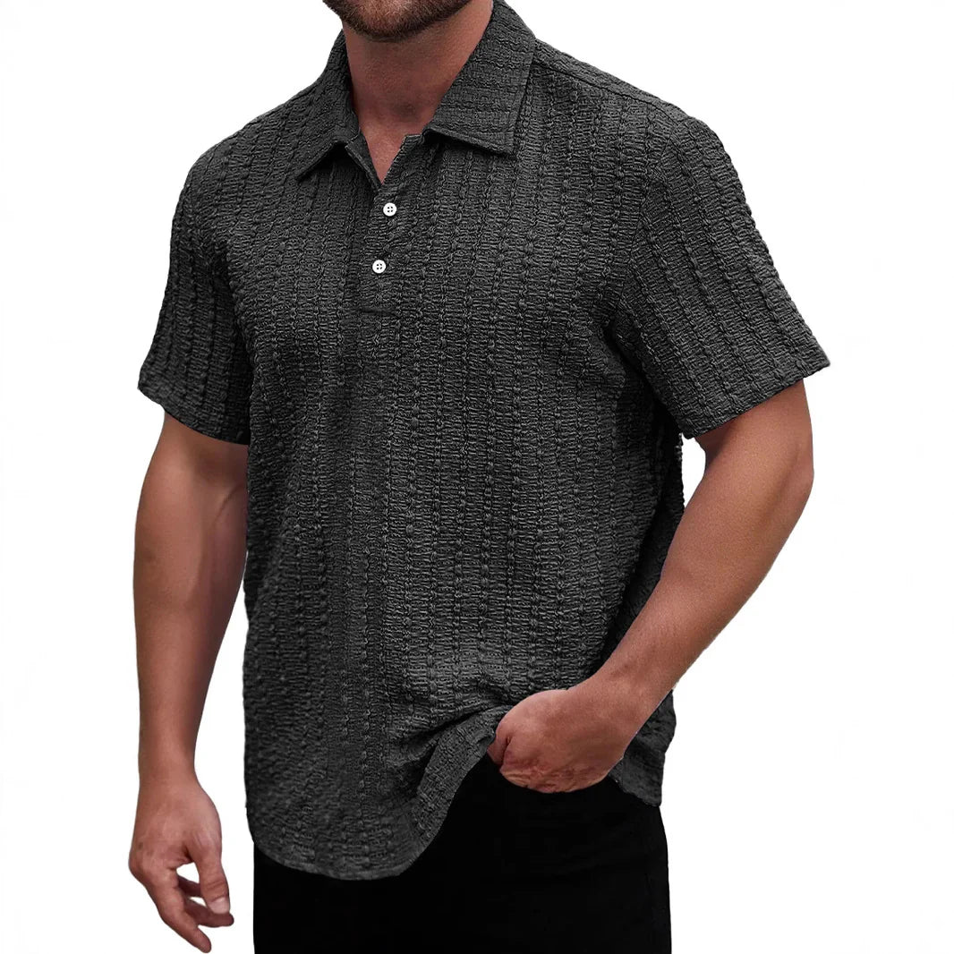 Men's polo – Straight cut – Textured knit – Breathable comfortable fabric