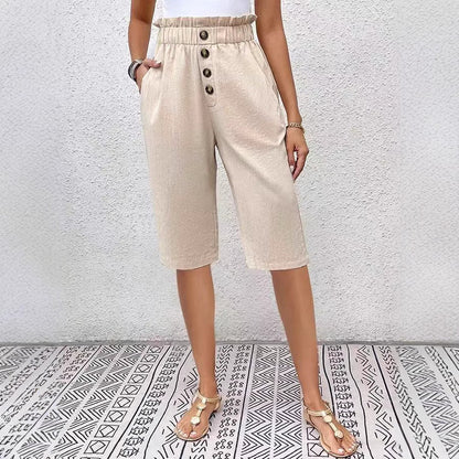 Short femme – Taille haute paperbag – Coupe décontractée – Tissu confortable