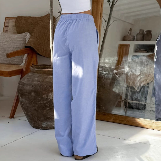 Pantalon femme large – Taille haute – Tissu structuré – Plis élégants – Longueur totale