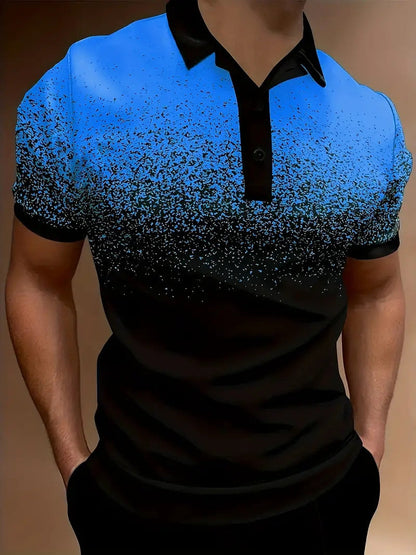 Men's polo – Slim fit – Gradient pattern – Soft breathable fabric – Casual style